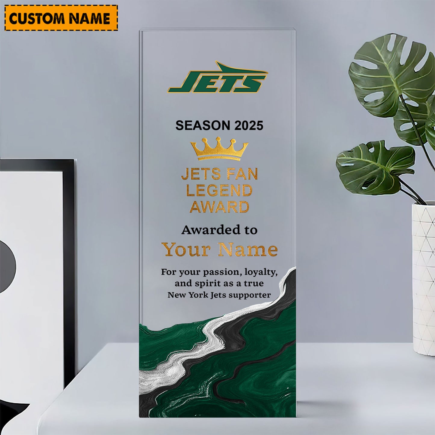 NYJ NFL Personalized Acrylic Award Plaque Funny Christmas Gift For Family DDT NTL