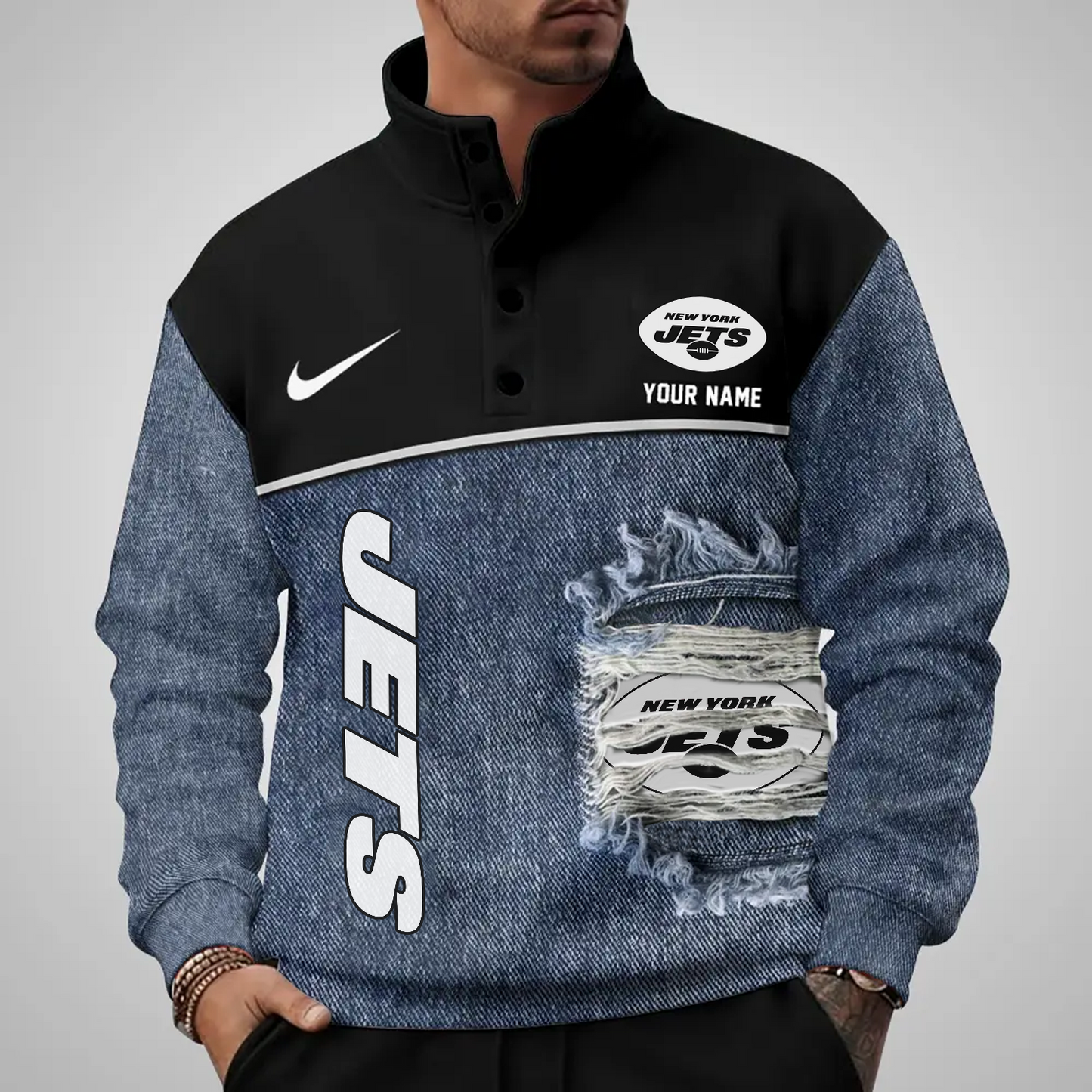 NYJ x NFL Half Button Sweatshirt DatND DVT