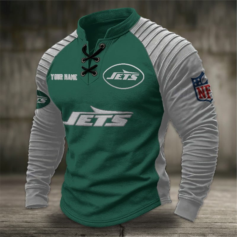 NYJ x NFL Men Stand Collar Long Sleeve Top DDT  CTND