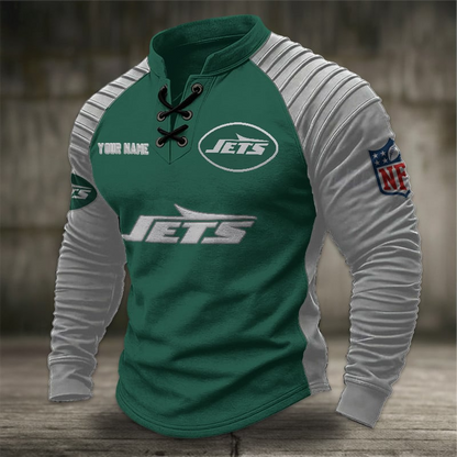 NYJ x NFL Men Stand Collar Long Sleeve Top DDT  CTND