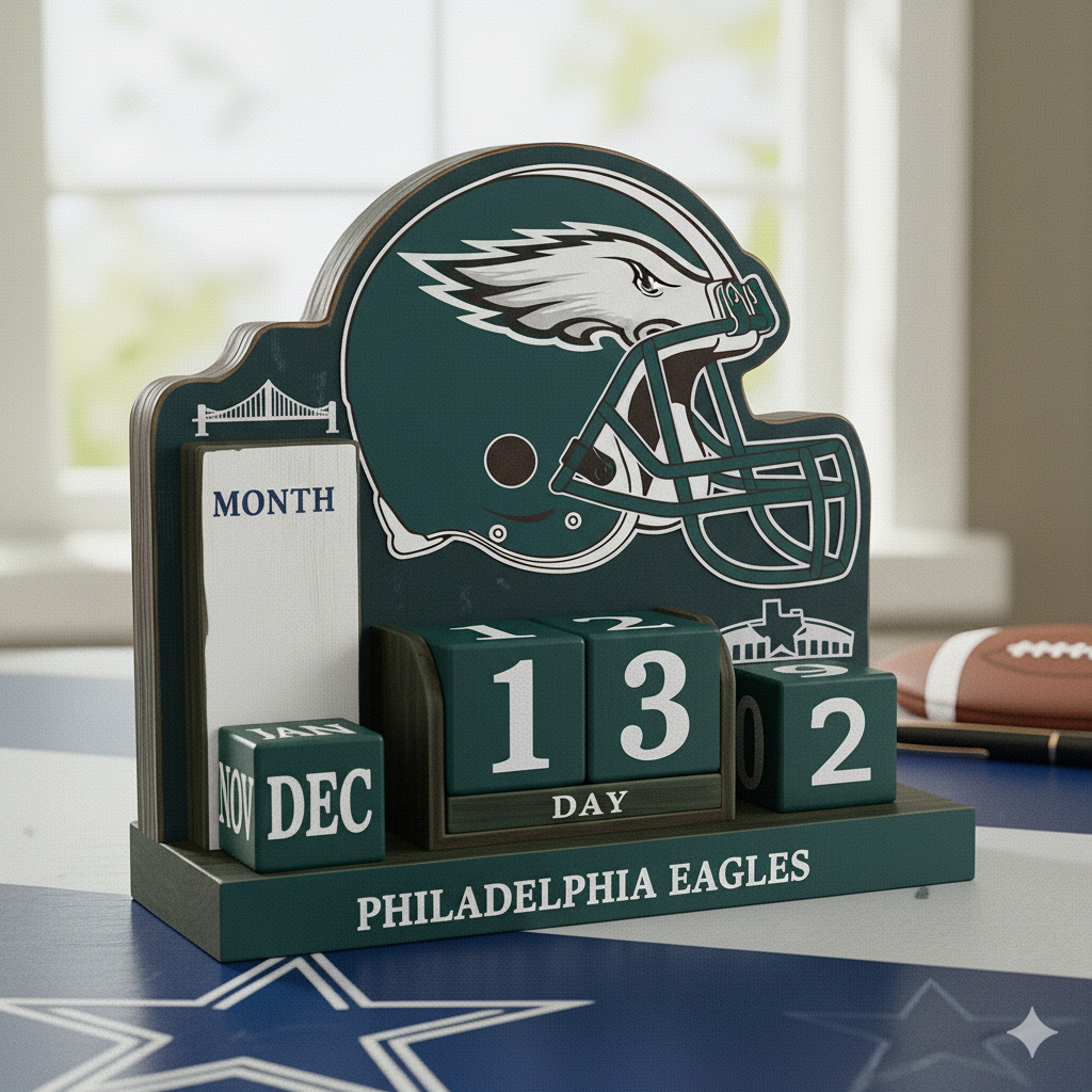 NFL Football Team Perpetural Wood Block Calendar DDT CTND