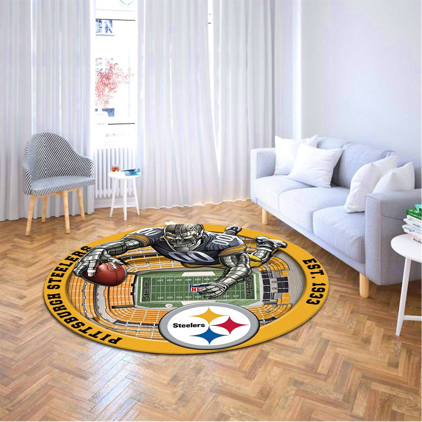 PIT x NFL Luxury 3D Round Rug DatND DVT