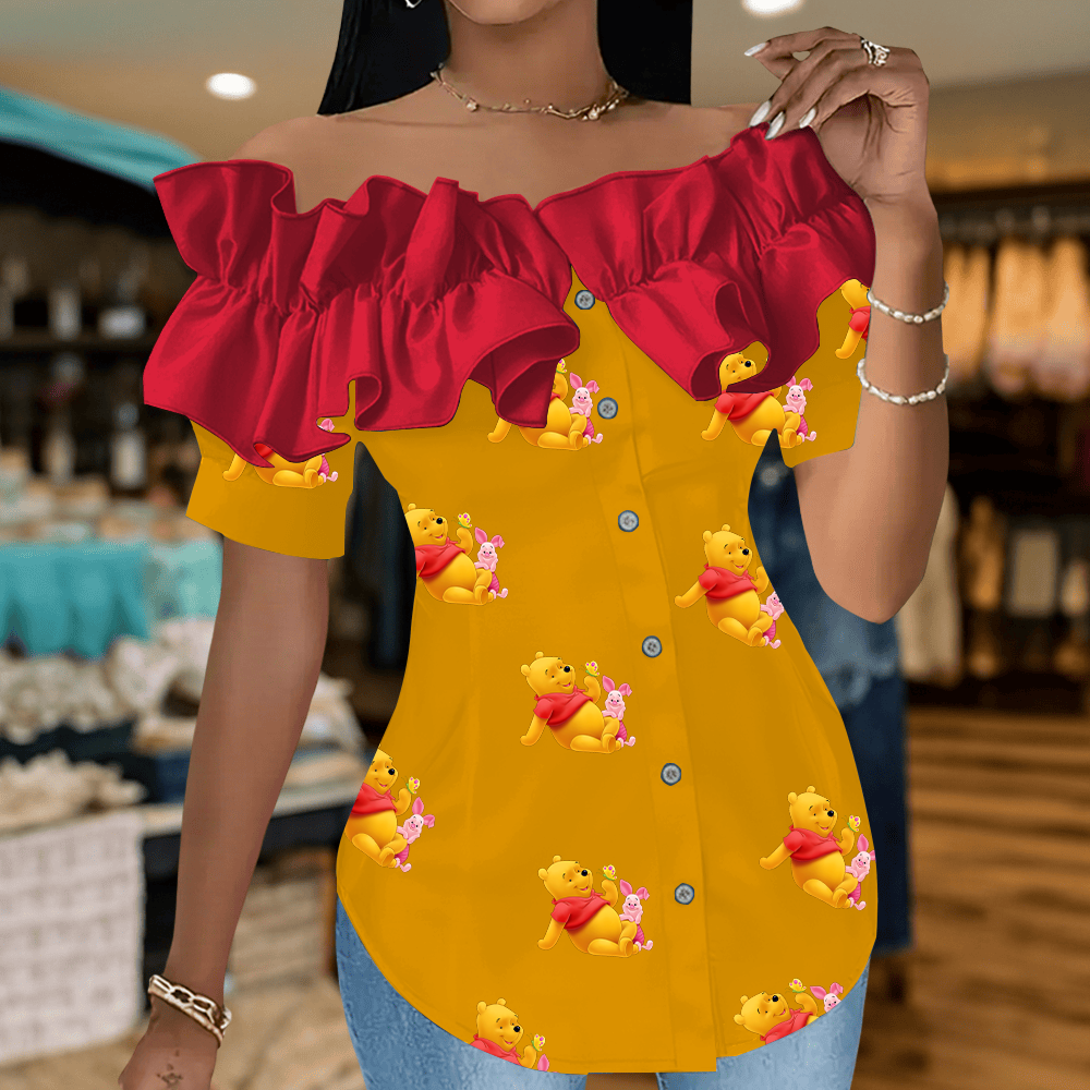 POOH Premium Women Ruffle Off-Shoulder Blouse DDT CTND