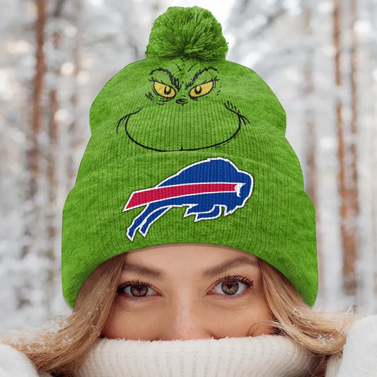 PREMIUM NFL X BUF Green Grinch Beanie Hat Christmas Gifts NDT NHM