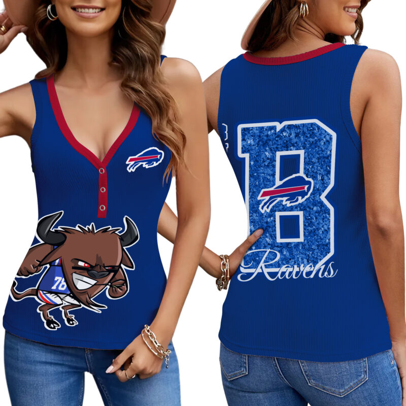 PREMIUM NFL X BUF Women V-Neck Ribbed Tank Top NDT NHM