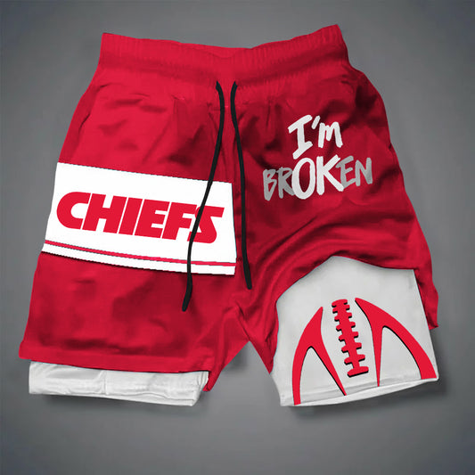 PREMIUM NFL X KCC I'M Broken Men's Double Layered Sports Shorts NDT NHM