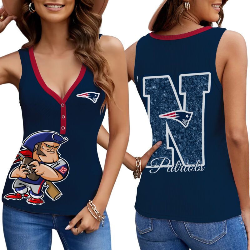 PREMIUM NFL X NE Women V-Neck Ribbed Tank Top NDT NHM