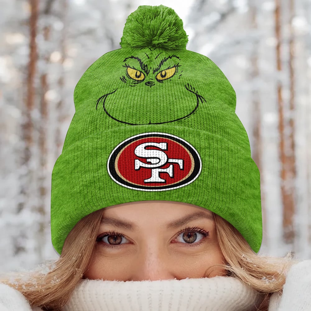 PREMIUM NFL X SF Green Grinch Beanie Hat Christmas Gifts NDT NHM