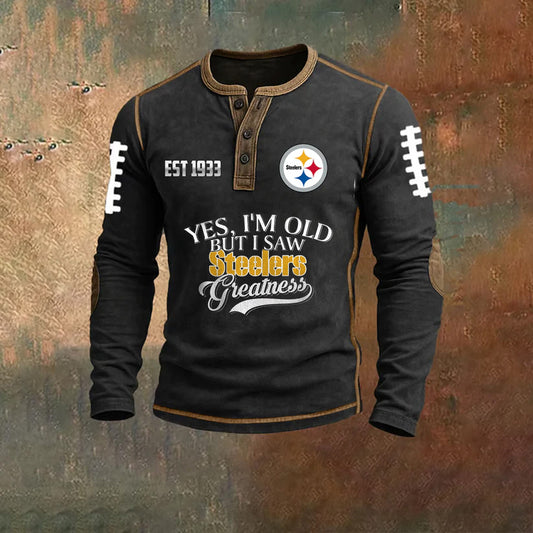 PREMIUM PIT X NFL LONG SLEEVE HENLEY SHIRT NDT NHM