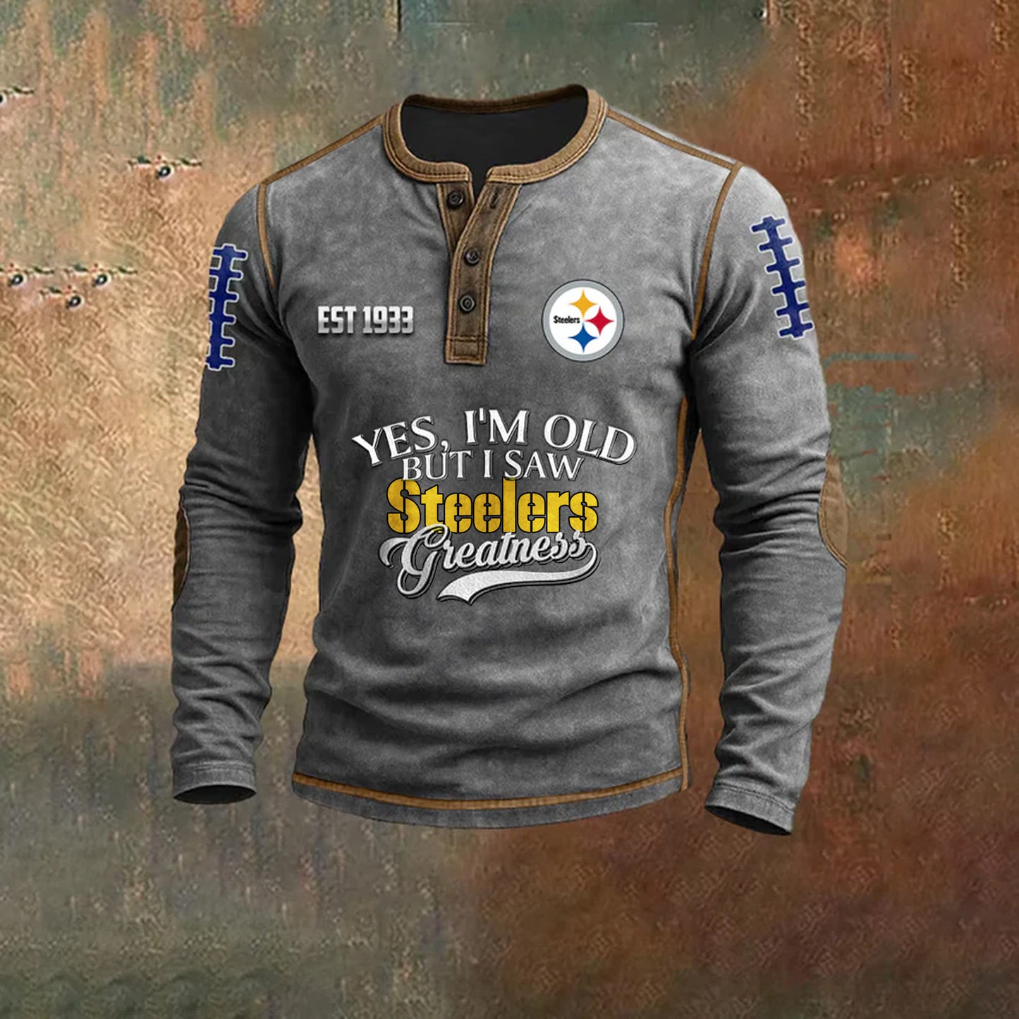 PREMIUM PIT X NFL LONG SLEEVE HENLEY SHIRT NDT NHM