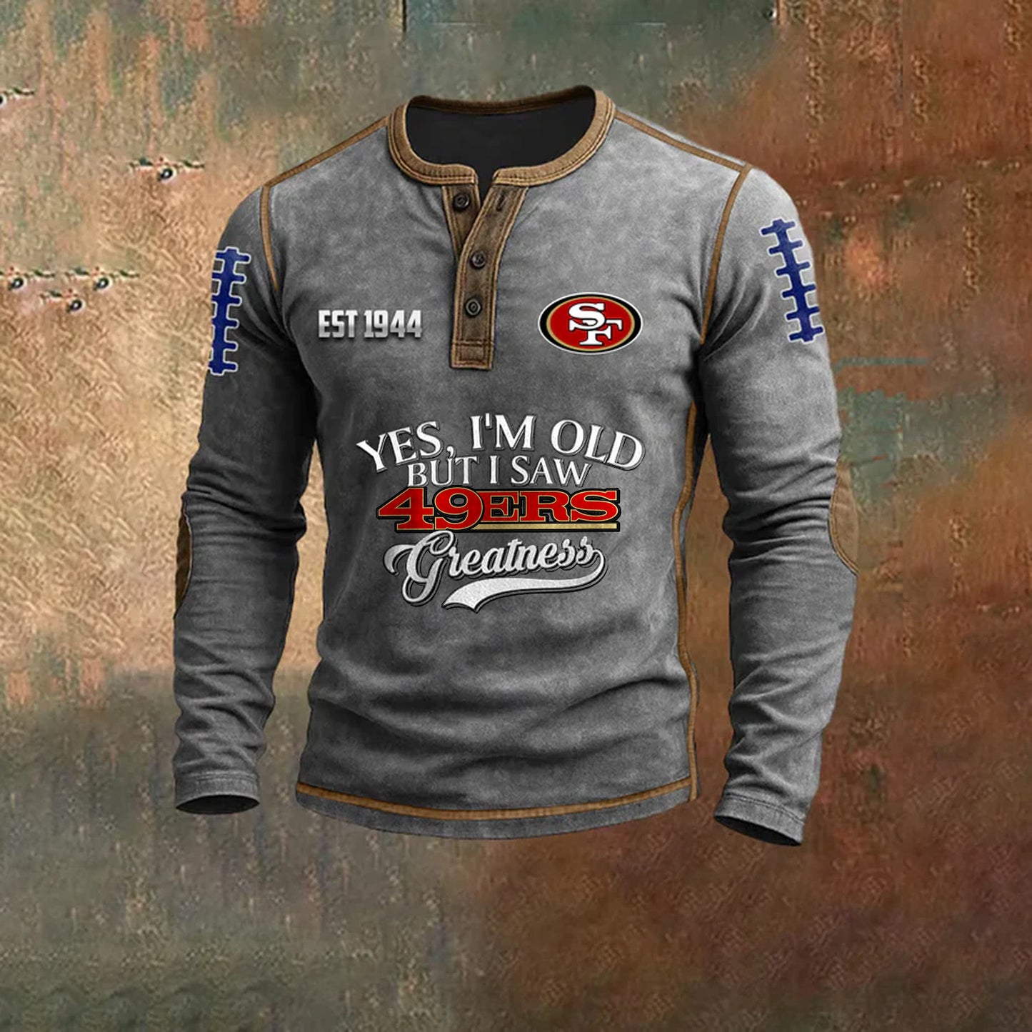PREMIUM SF X NFL LONG SLEEVE HENLEY SHIRT NDT NHM