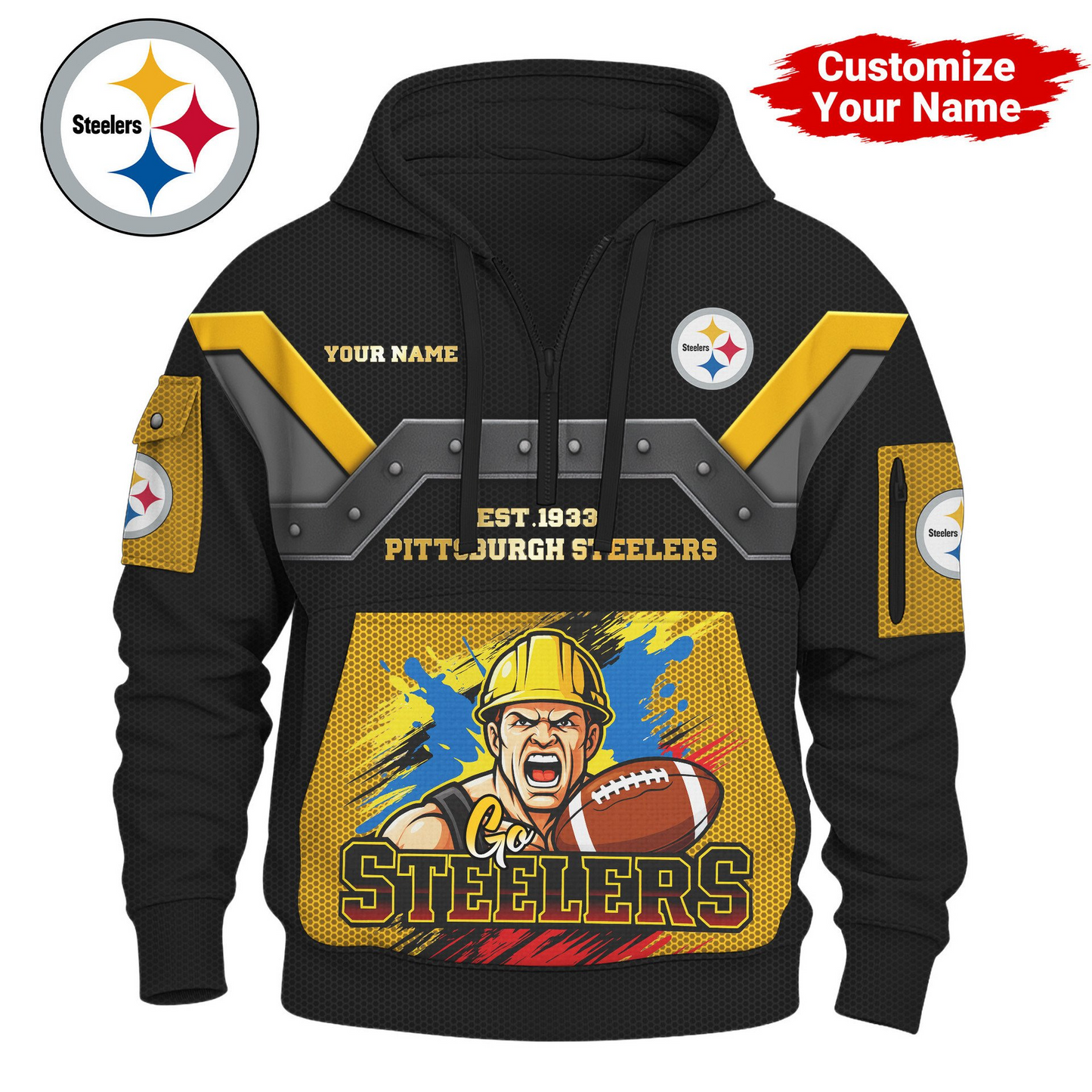 PS Premium NFL 3D Half Zip Hoodie DDT NTL