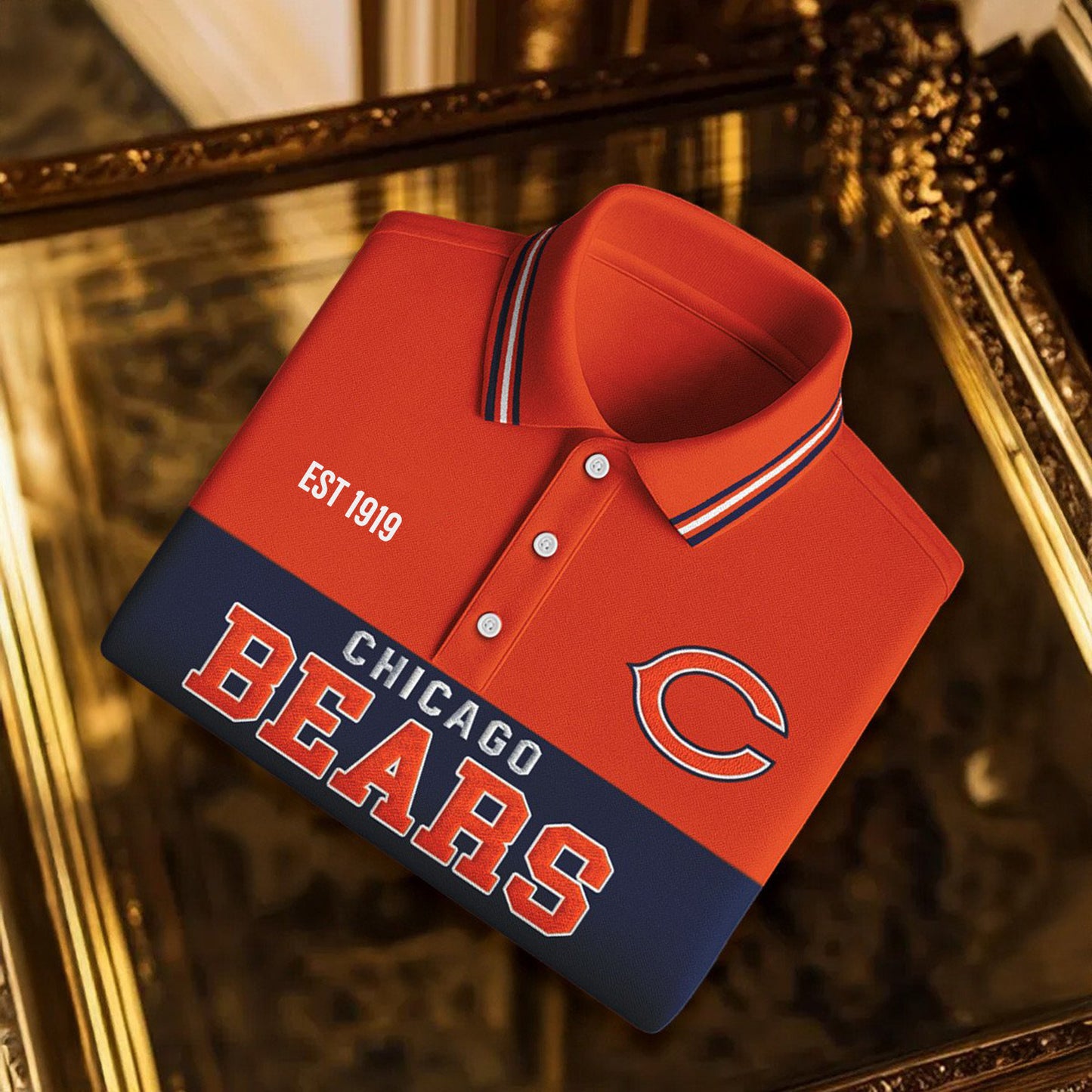 Premium NFL X CHI Classic Long sleeve Polo Shirt NDT NHM