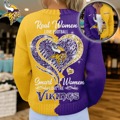 Premium NFL X MIN Smart Woman Love Football Cozy Split Knit Cardigan V2 NDT NHM