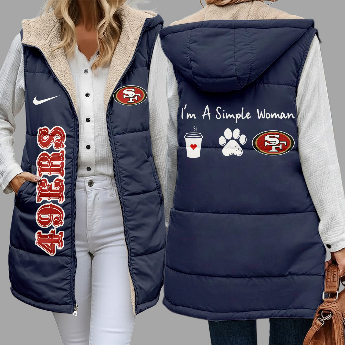 Premium NFL X SF Simple Girl Quilted Vest NDT NHM 3010