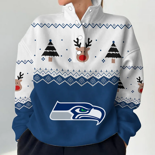 SEA X NFL Women's Outdoor Casual Stand Collar Long Sleeve Pullover DATND THUONGNH