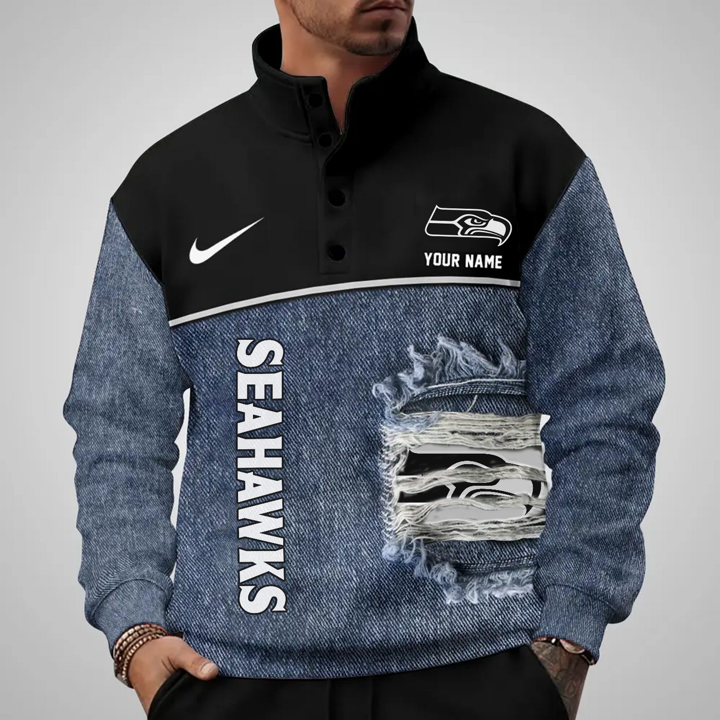 SEA x NFL Half Button Sweatshirt DatND DVT