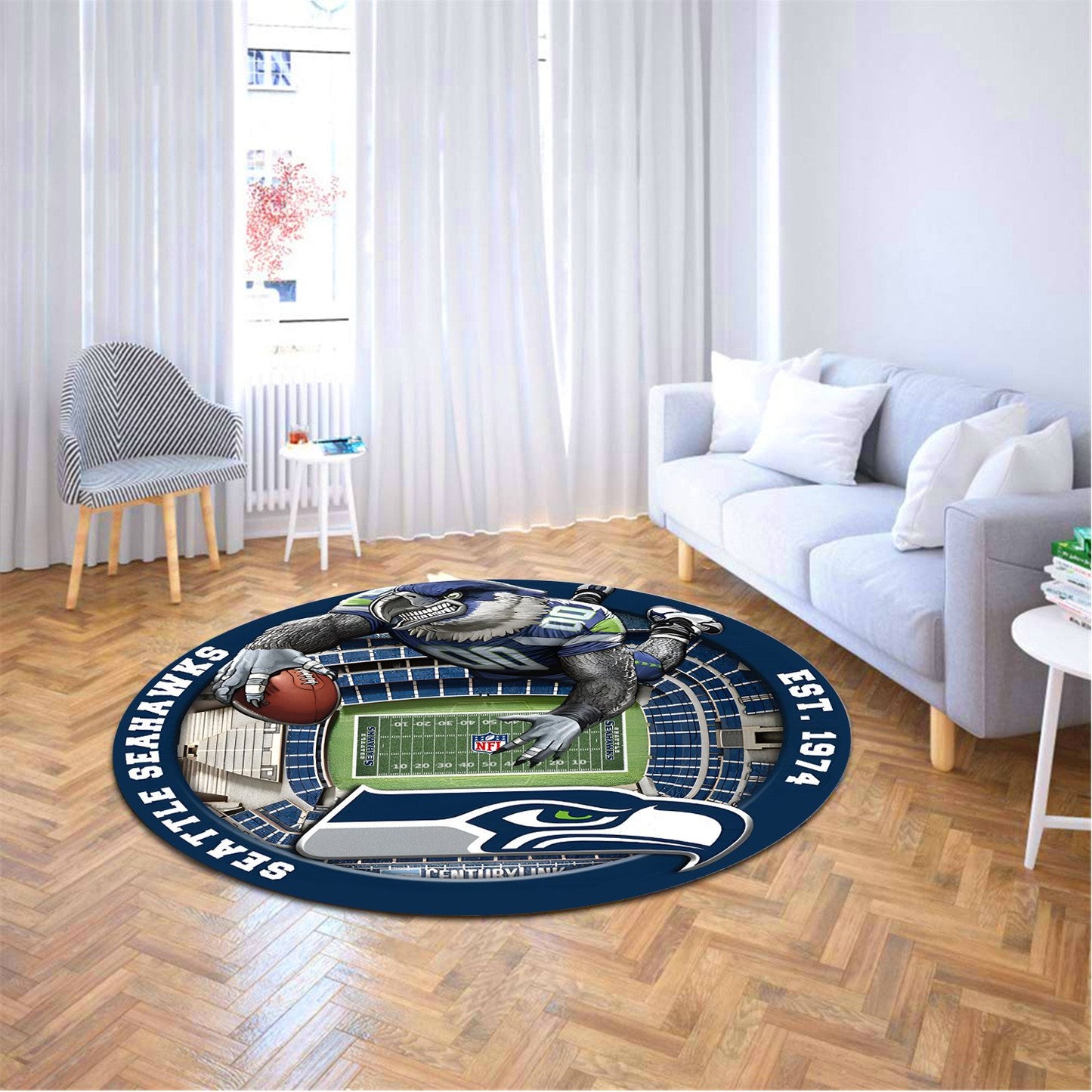 SEA x NFL Luxury 3D Round Rug DatND DVT