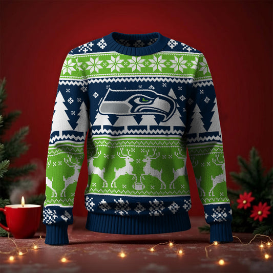 SEA x NFL Premium Ugly Christmas Sweater DatND DVT