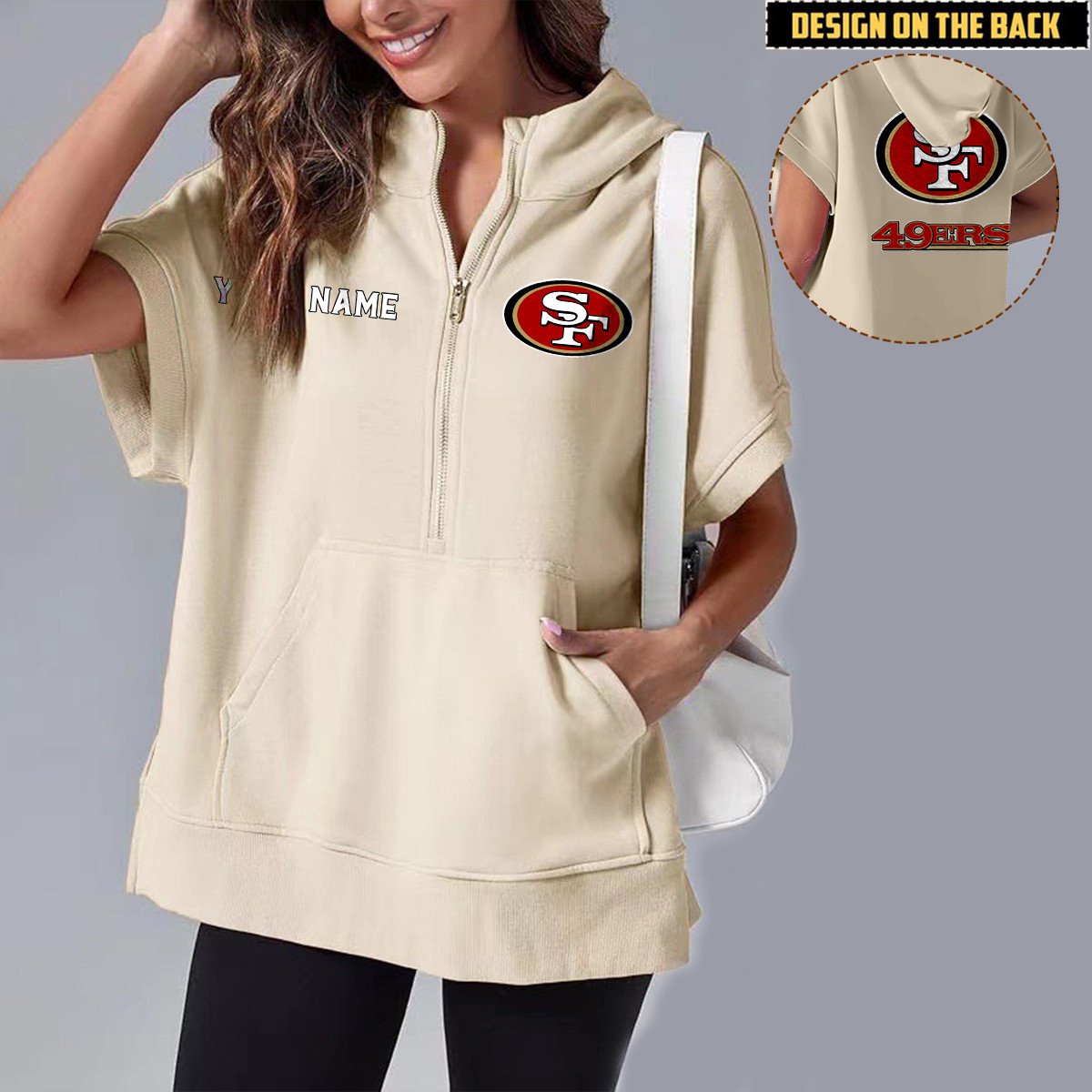 SF x NFL Short Sleeve Zip Hoodie DATND TANTD