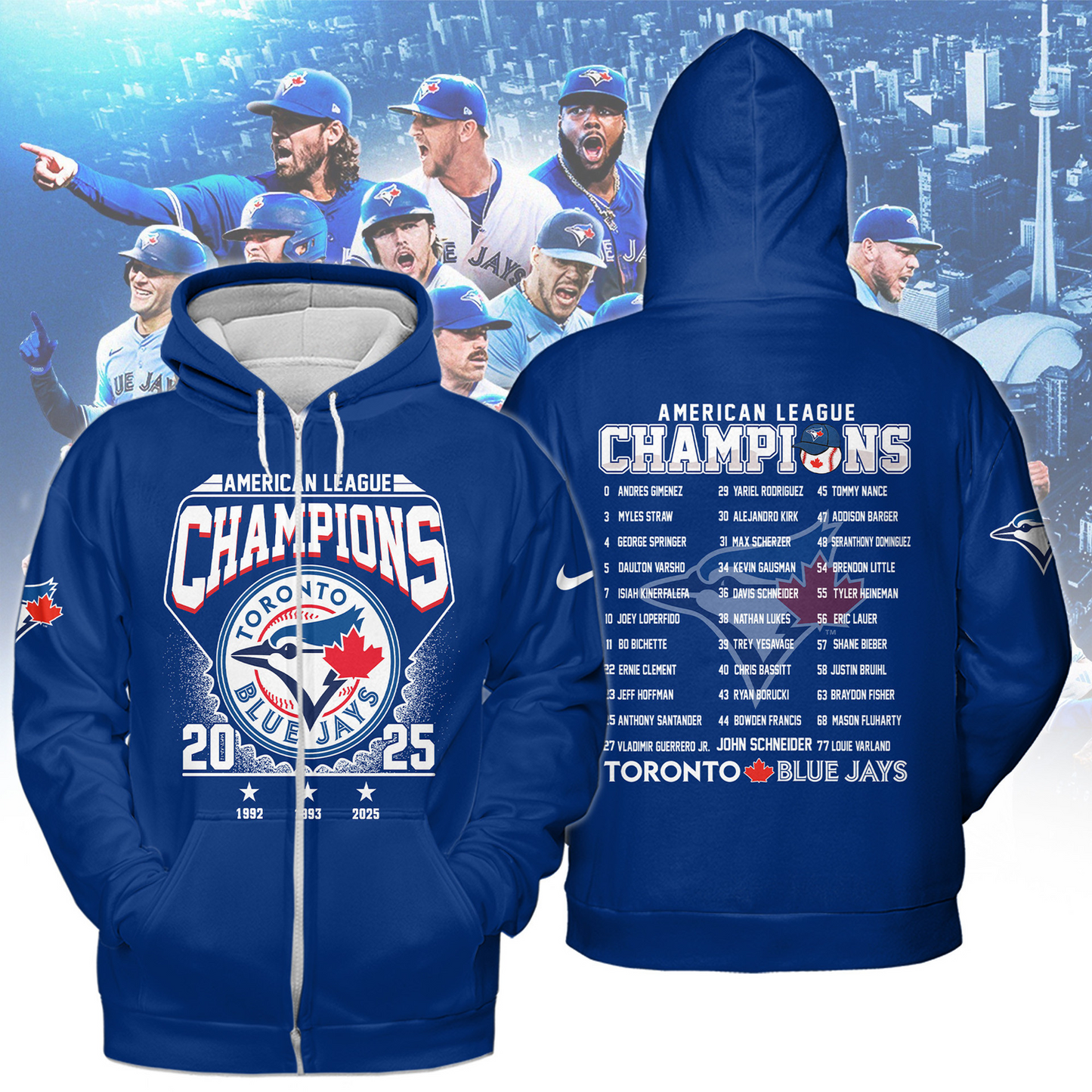 TOR 2025 American League Champions 3D Zip Hoodie Shirt V2 DatND DVT