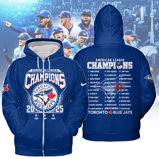 TOR 2025 American League Champions 3D Zip Hoodie Shirt V2 DatND DVT