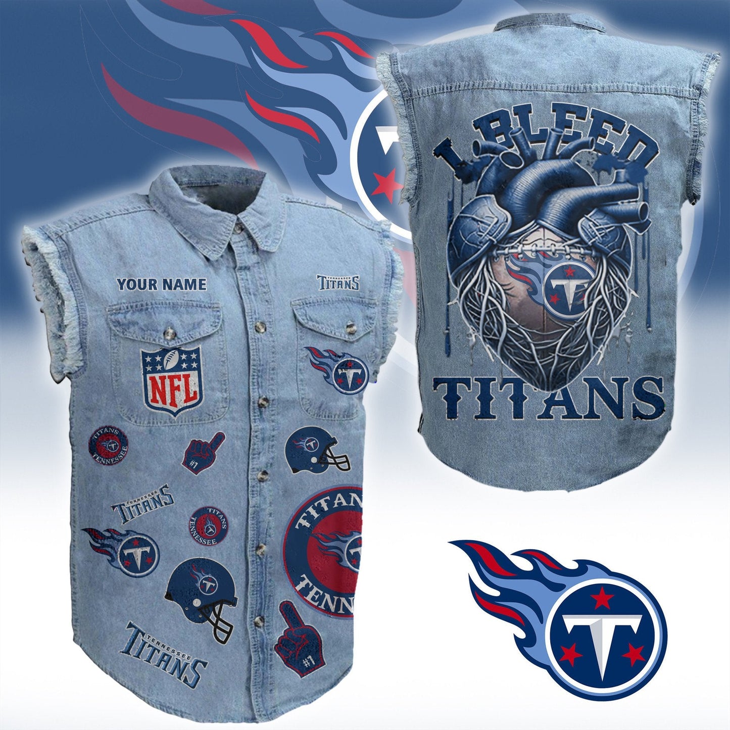 TT NFL Personalize Sleeveless Denim Jacket For Fan DDT CTND