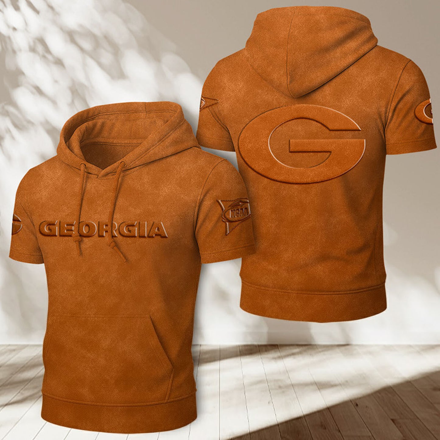 UGA x NCAA Half Sleeve Hoodie T-Shirt DatND ThuongNH