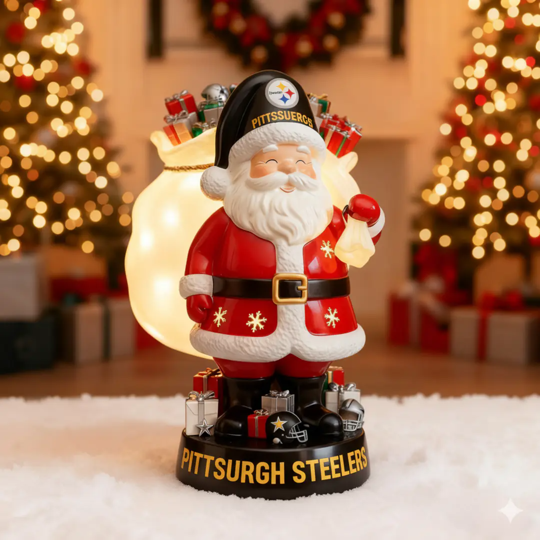 UNIQUE NFL X PIT Santa Claus LED NITE Holiday Statuary NDT NHM