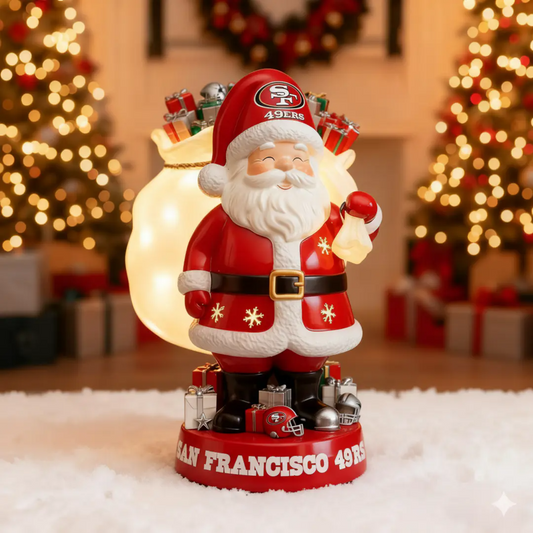 UNIQUE NFL X SF Santa Claus LED NITE Holiday Statuary NDT NHM