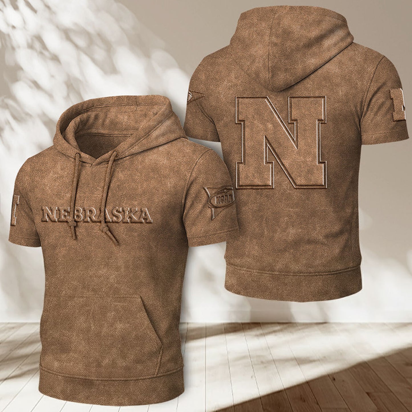 UNL x NCAA Half Sleeve Hoodie T-Shirt DatND ThuongNH