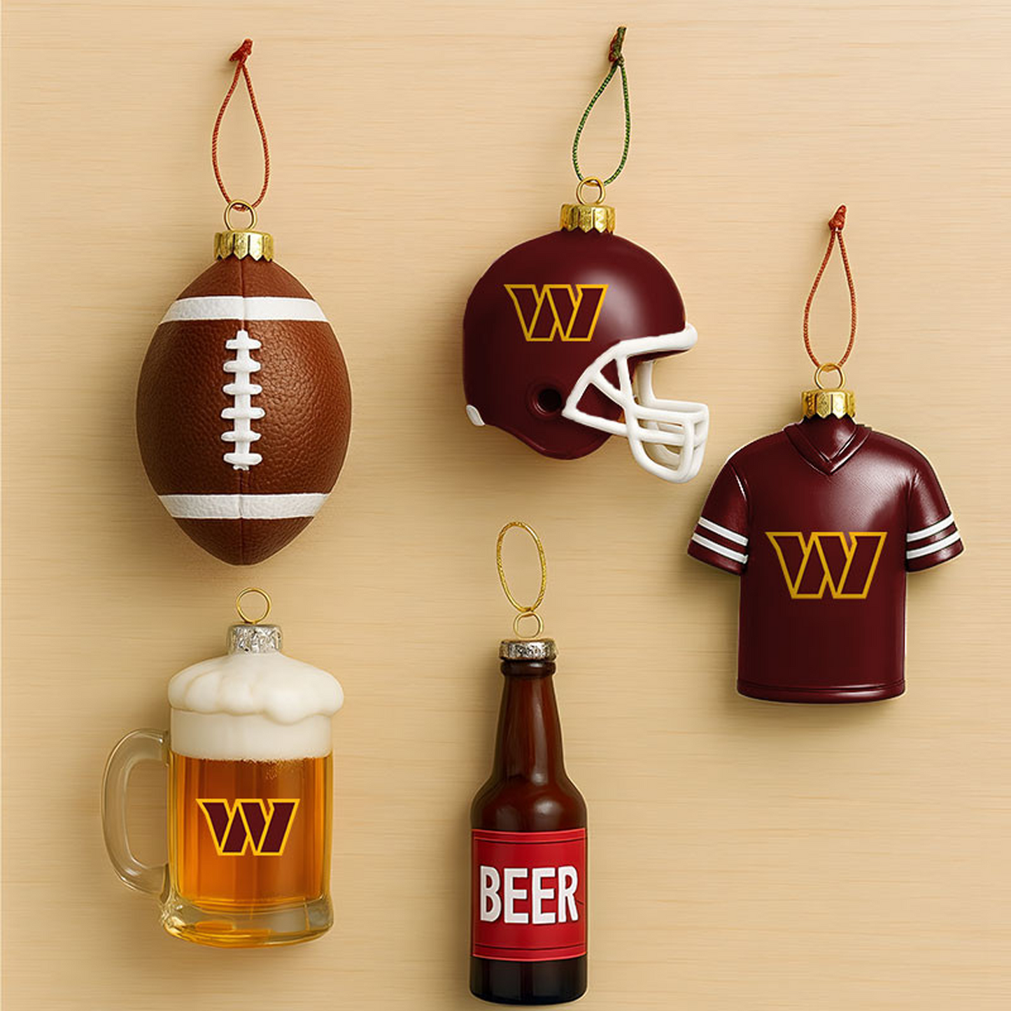 WAS x NFL Football Combo Set 5 Acrylic Ornament For Home Decor DatND DVT