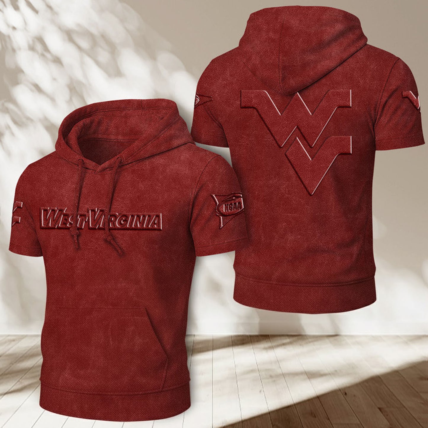 WVU x NCAA Half Sleeve Hoodie T-Shirt DatND ThuongNH