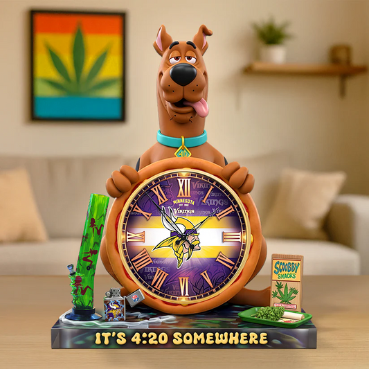 A Playful Pup Desk Clock Plaque - CHRISTMAS SCOOBIDO- MIN Gift For Weed Lovers NDT TDT