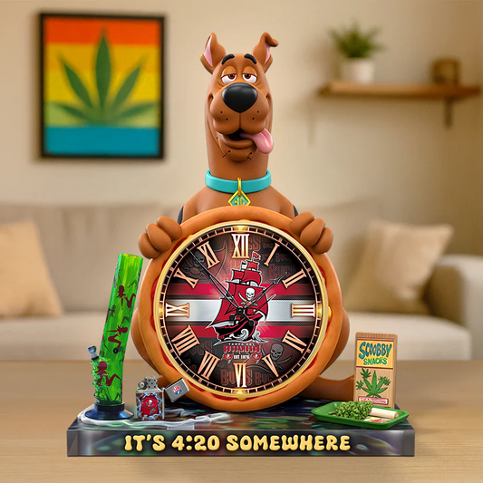 A Playful Pup Desk Clock Plaque - CHRISTMAS SCOOBIDO- TB Gift For Weed Lovers NDT TDT