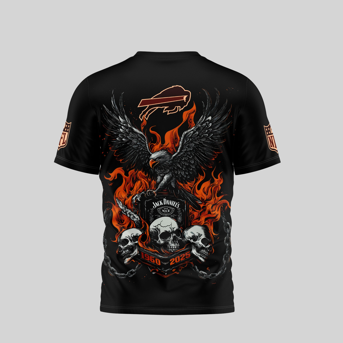 BB Premium NFL Flaming Eagle Skull T-Shirt DDT CTND
