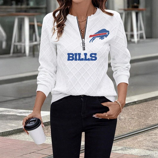 BB x NFL Women's Knit Textured Fabric Zip Up Sweatshirt DDT CTND