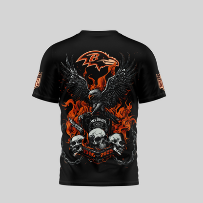 BR Premium NFL Flaming Eagle Skull T-Shirt DDT CTND