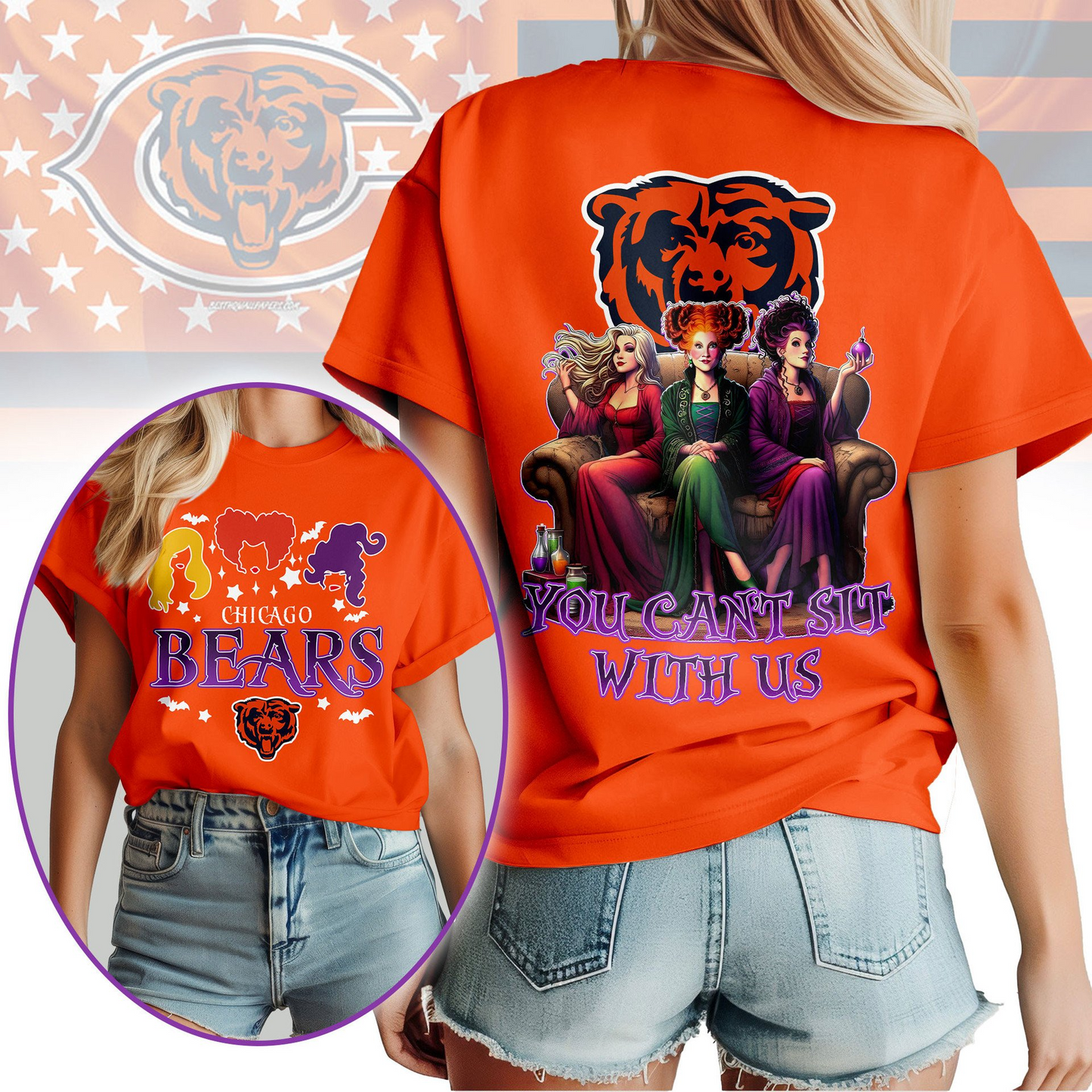 CHI Premium NFL You Can't Sit With Us 3D T-shirt DDT NTL