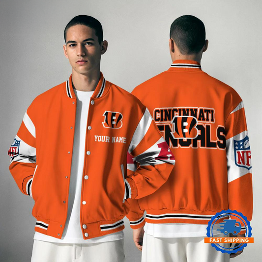 CIN NFL Varsity Jacket Custom Name For Fans DDT NTL