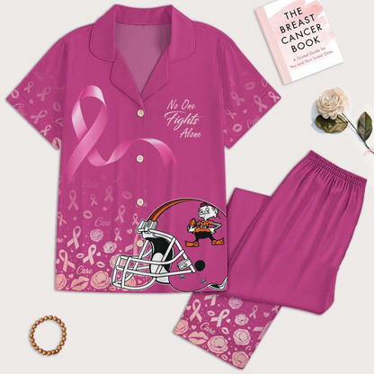 CLE Premium NFL Breast Cancer October Button Pajamas Set DDT NTL