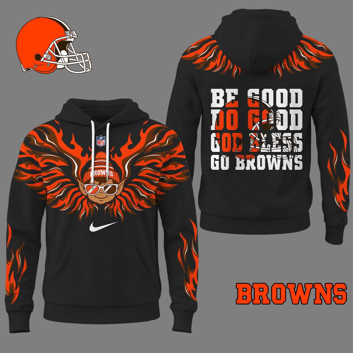 CLE Premium NFL Fire Wings 3D Hoodie DDT CTND