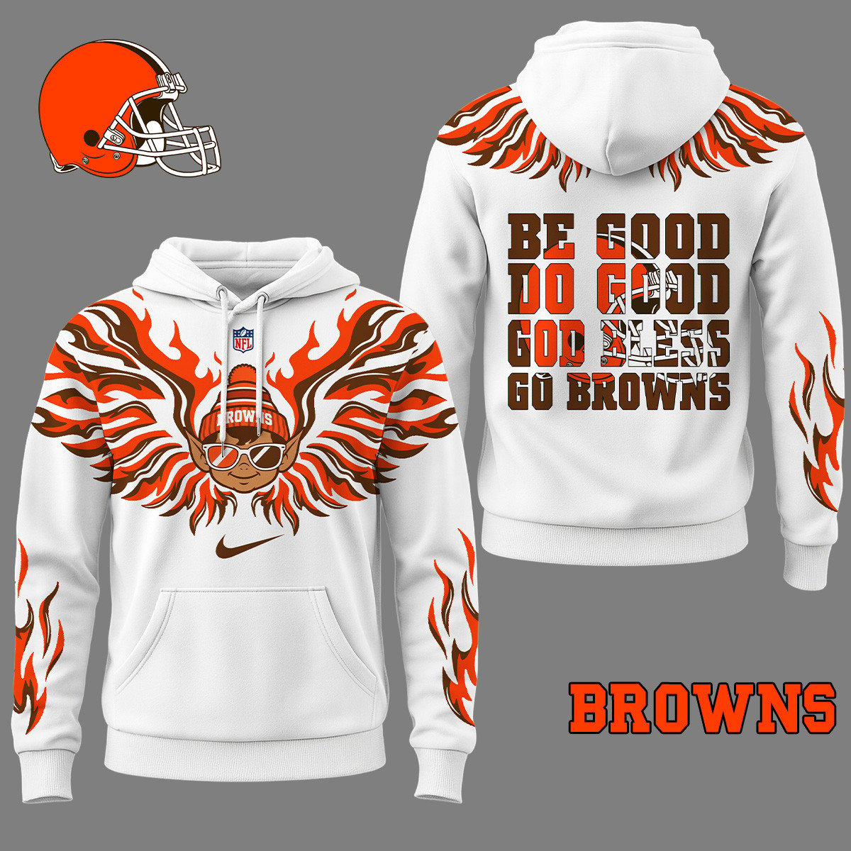 CLE Premium NFL Fire Wings 3D Hoodie DDT CTND