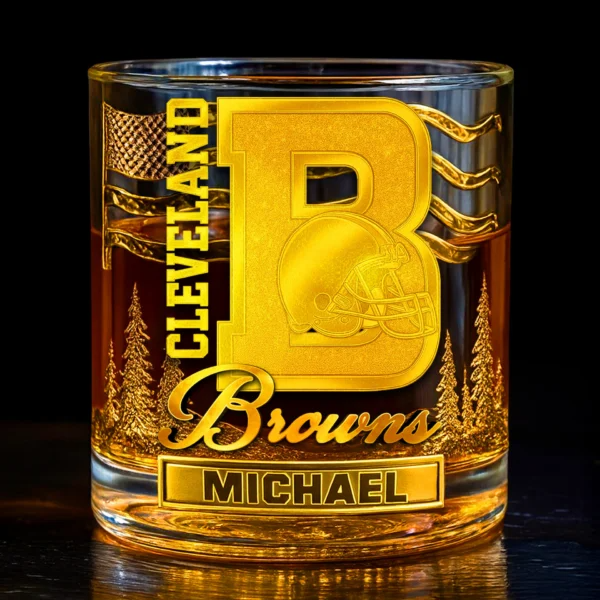 CLE Premium NFL Golden Whiskey Fan Glass DDT HLPhuong