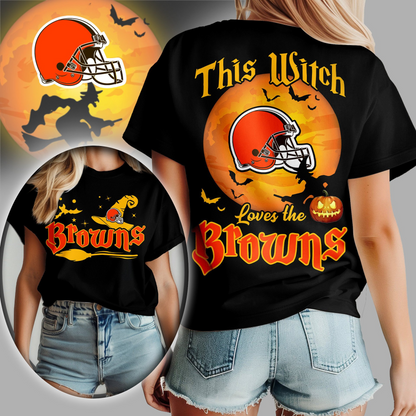 CLE Premium NFL Halloween Witch Women Shirt DDT CTND