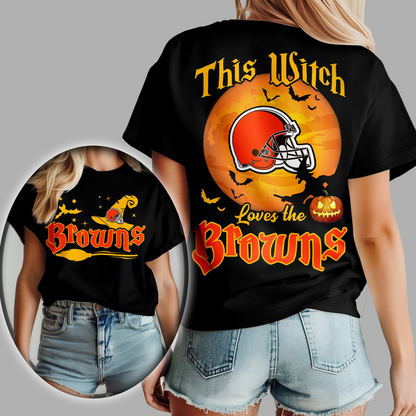 CLE Premium NFL Halloween Witch Women Shirt DDT CTND