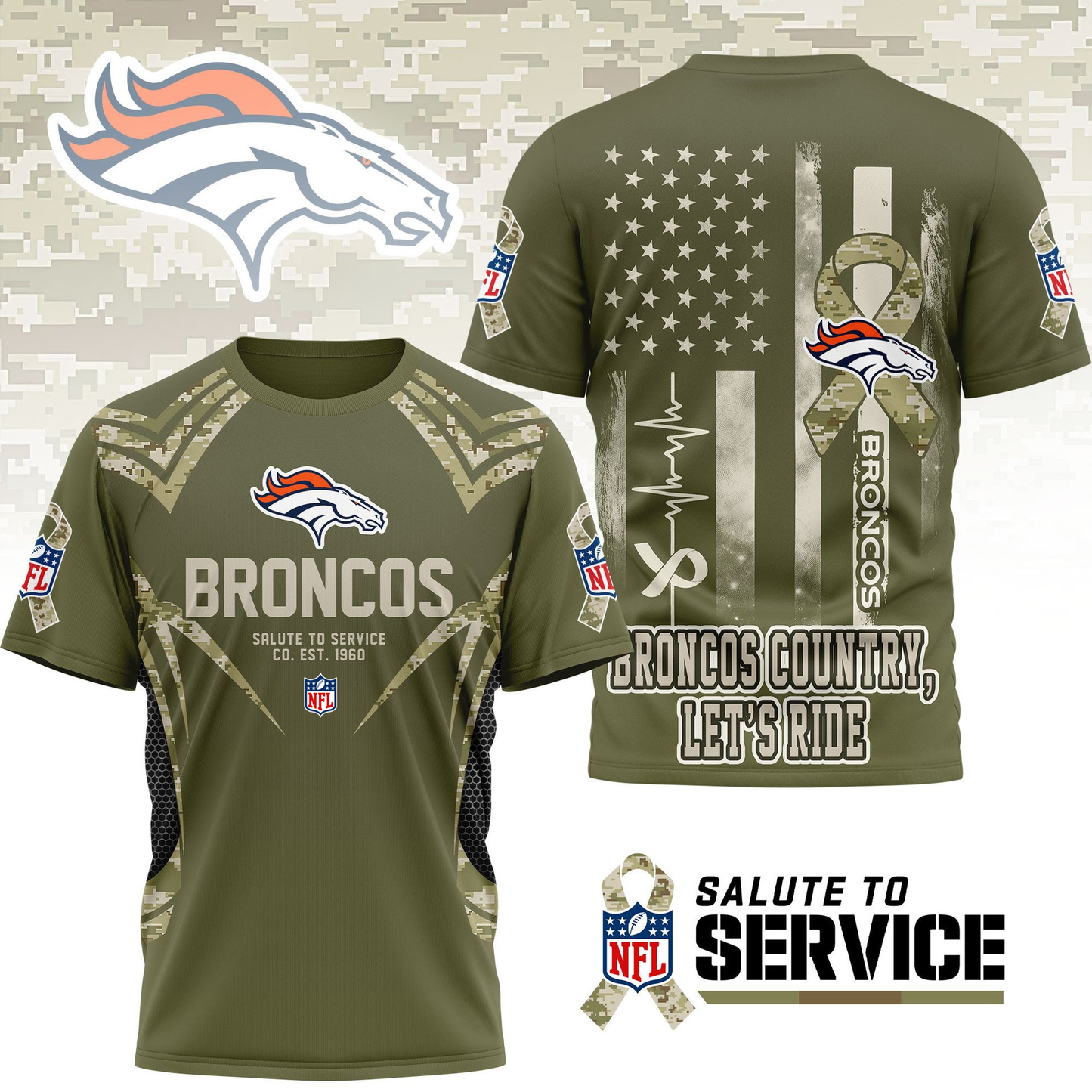 DB Premium NFL Salute to Service Camo 3D Shirt DDT CTND