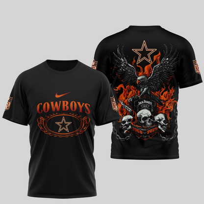 DC Premium NFL Flaming Eagle Skull T-Shirt DDT CTND