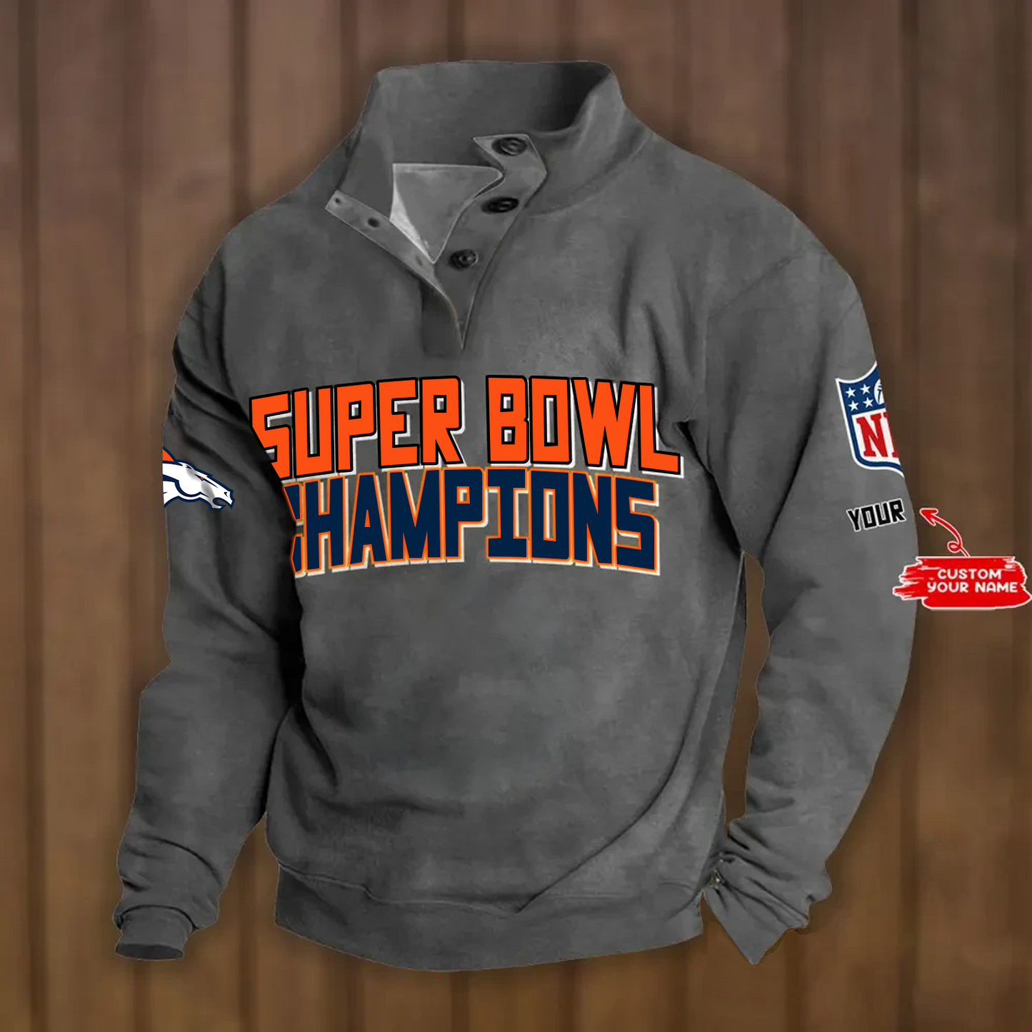 DEN x NFL Double Breasted Stand Collar Hoodies DATND TANTD