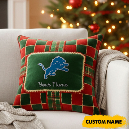 DET x NFL Christmas New Square Pillow DatND DVT